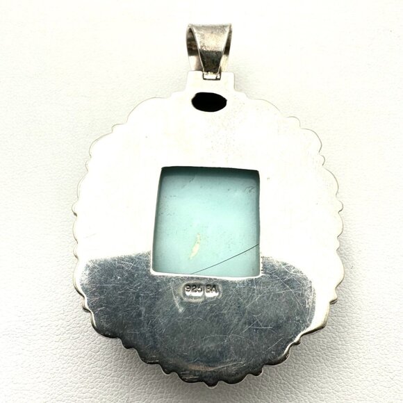 Suarti BA Chalcedony & Lapis Lazuli Sterling Silver Large Pendant for Necklace - Picture 4 of 4
